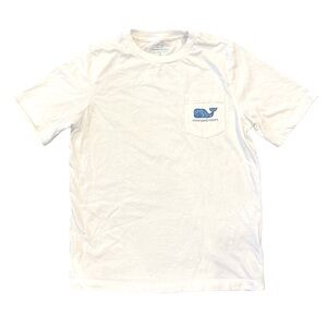 Vineyard Vines White Tee with Blue Whale Logo Size Youth Small (8-10)